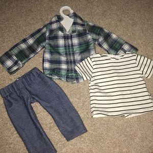 18 inch doll set, with two tops and one leggings